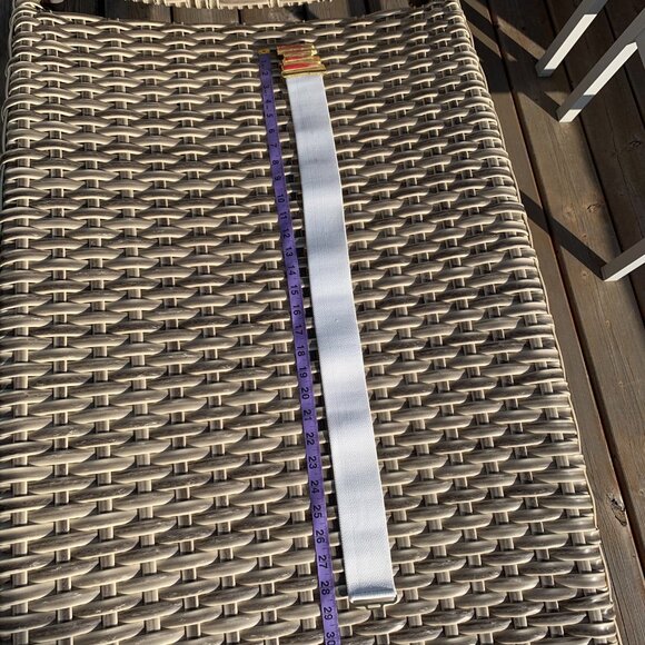 Vintage White Elastic Gold Red 80s Retro Glam Statement Buckle Wide Cinch Belt - Picture 7 of 11